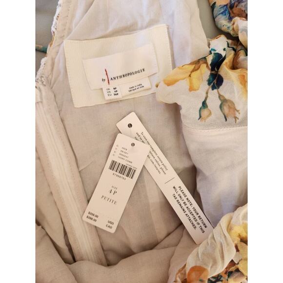 NWT By Anthropologie V-Neck Ruffle Lace Slip Dress Sz 4P Petite Ivory #9H401 - Picture 10 of 13